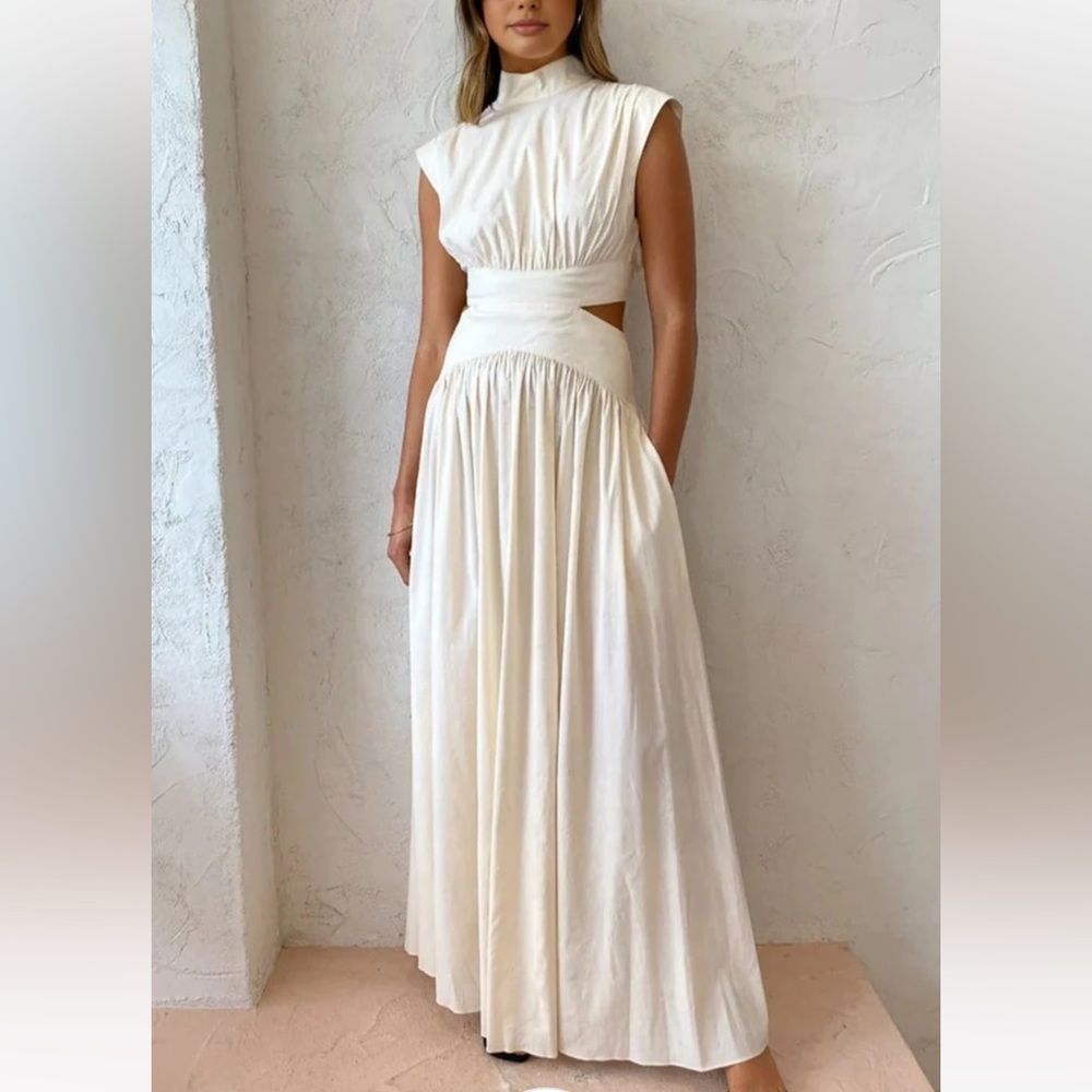 Mock Neck Cut Out Long Dress